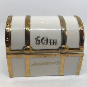 Lefton 50th Anniversary TRINKET box gold
